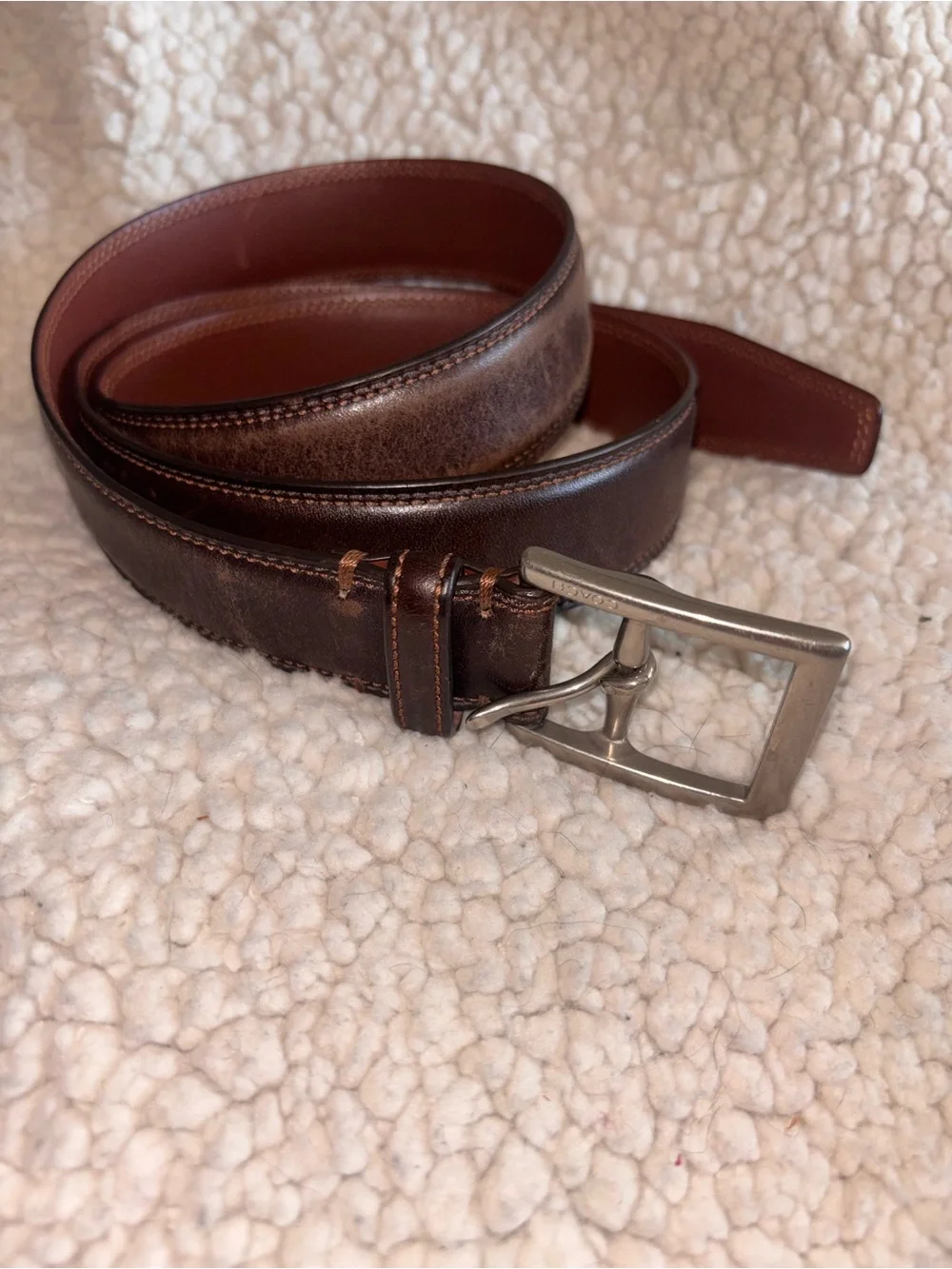 Coach Brown Leather Belt Silver Tone Buckle Classic Men’s Size 34